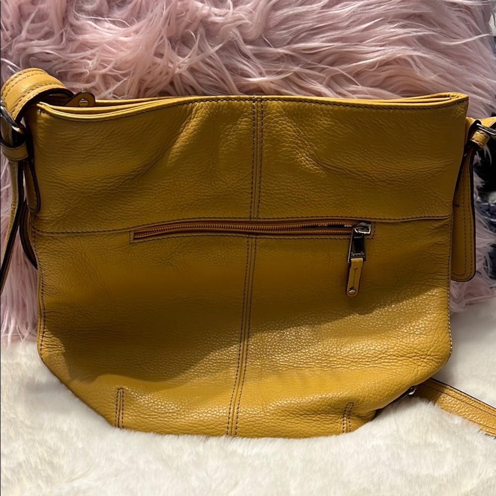 Tignanello Yellow Shoulder Bag with Modern Slouchy Design